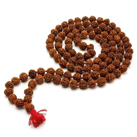 Maalavya Wood Rudraksha 5 Mukhi 108+1 Beads Mala (7 mm, Brown)